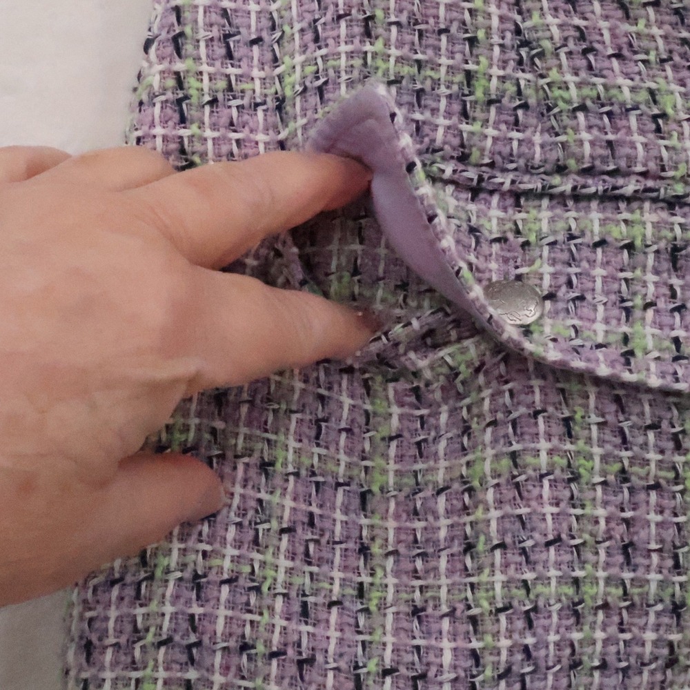 LOFT Tweed High Waisted Shorts Womens Size 10 Purple Preppy Old Money Academia - Picture 5 of 10
